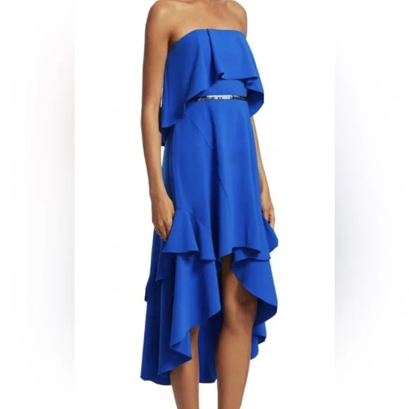halston heritage blue dress Halston Heritage gorgeous blue lined gown long dress A-line bodice sz 0